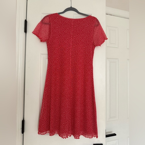 H&M Red Floral V-neck Mini Dress Medium - Picture 4 of 6